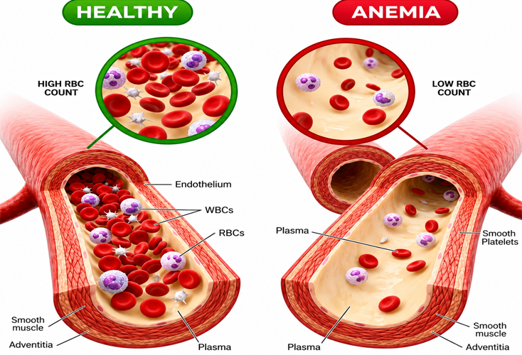 Anemia vs Healthy Blood comparison